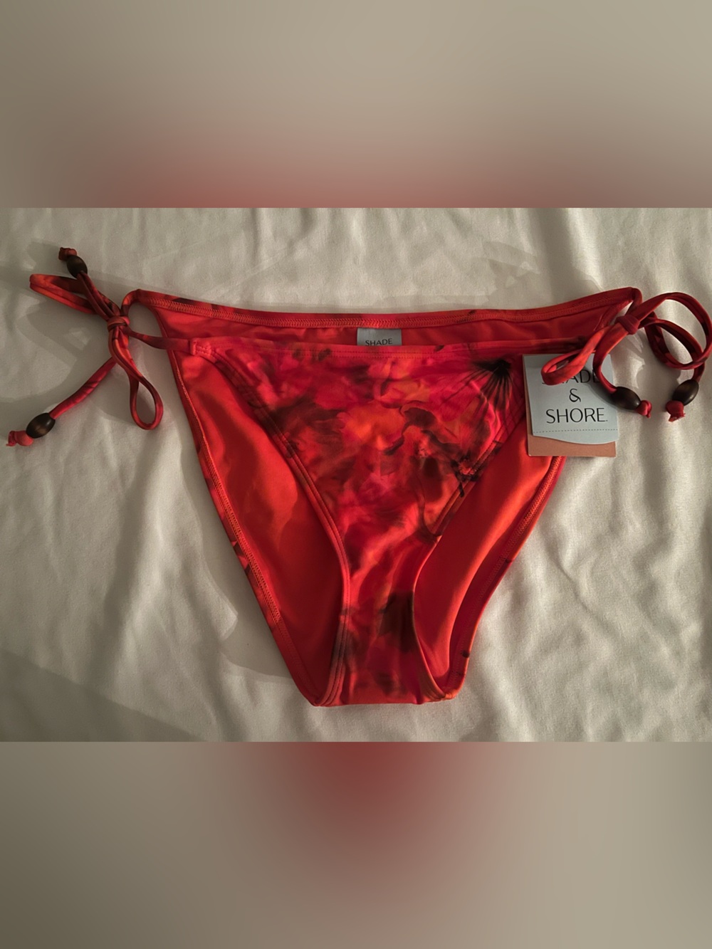 Shade & Shore Red Tie-Side Swim Bottoms